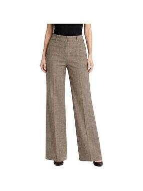Classiques Entier Brown Tweed Herringbone Wide Leg Dress Pants Size 4